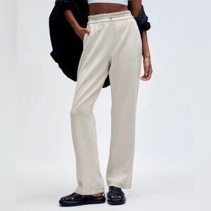 Lululemon athletica Softstreme High Rise Wide-Leg Elastic Waist Pants (Bone)